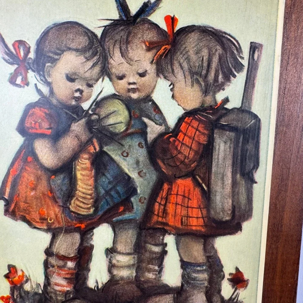 Vintage Hummel Wooden Wall Plaques Set of 2 Mid Century Children Art Decor